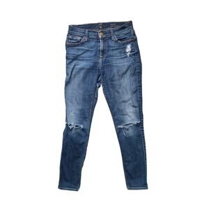 7 For All Mankind Gwenevere Ankle Skinny Jeans Women’s 25 Distressed Stretch